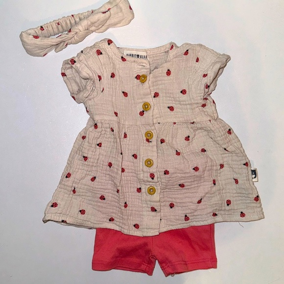 Baby Girl 3-6M matching set with headband - Picture 1 of 6